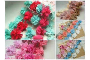 Peonies Chiffon Flower Trim (MEDIUM)  (Pack of 6)